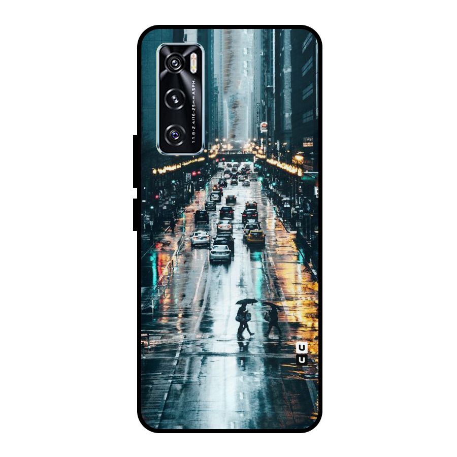NY Streets Rainy Metal Back Case for Vivo V20 SE