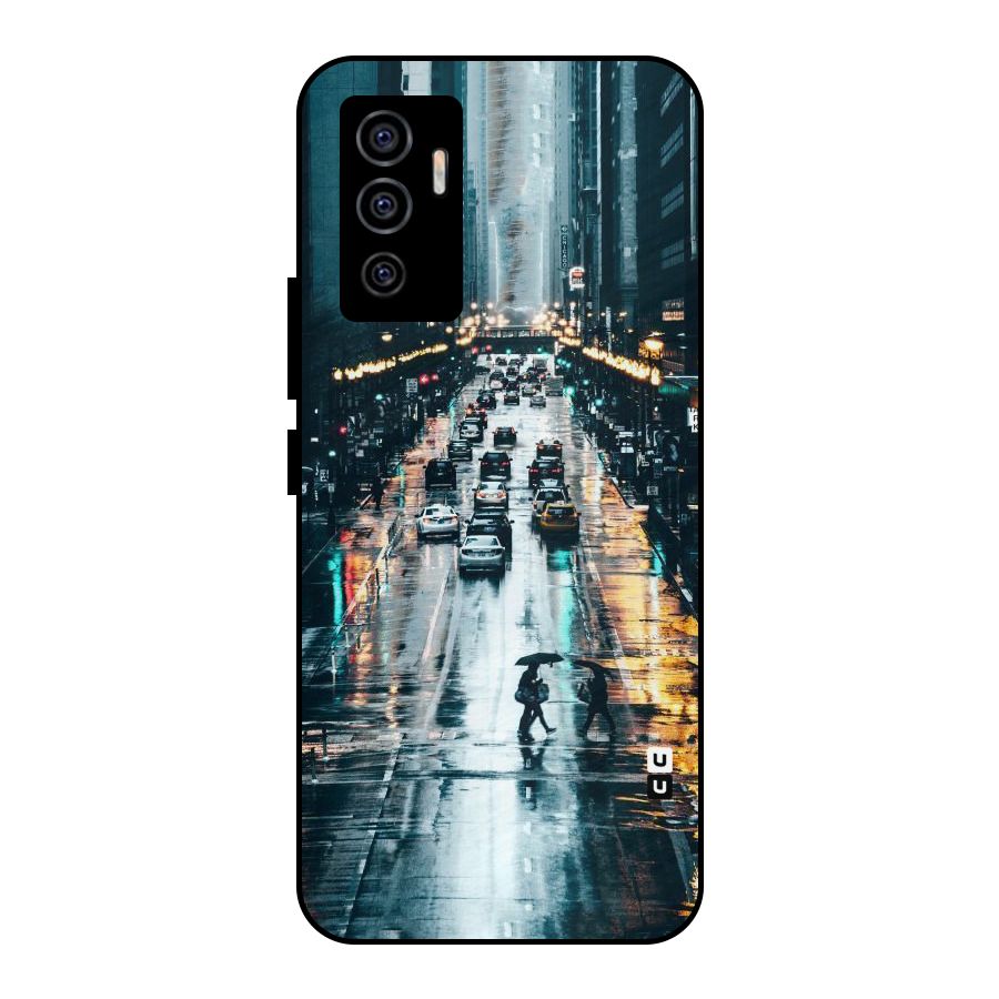 NY Streets Rainy Metal Back Case for Vivo V23e