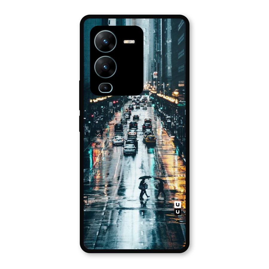 NY Streets Rainy Metal Back Case for Vivo V25 Pro