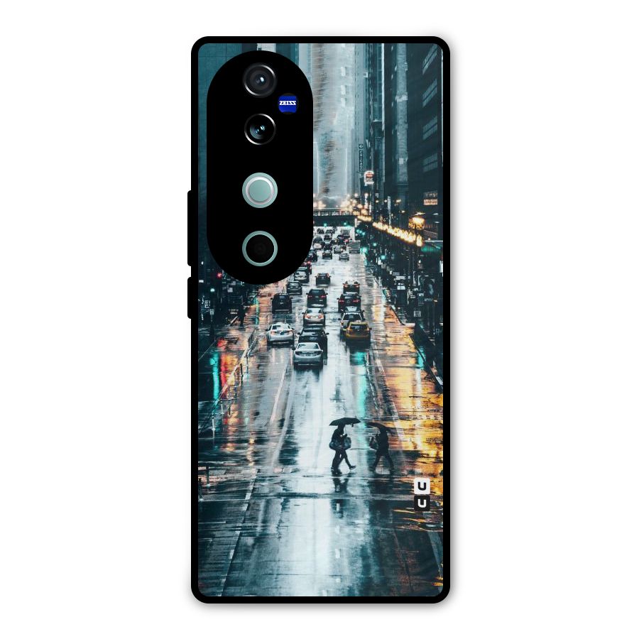 NY Streets Rainy Metal Back Case for Vivo V40