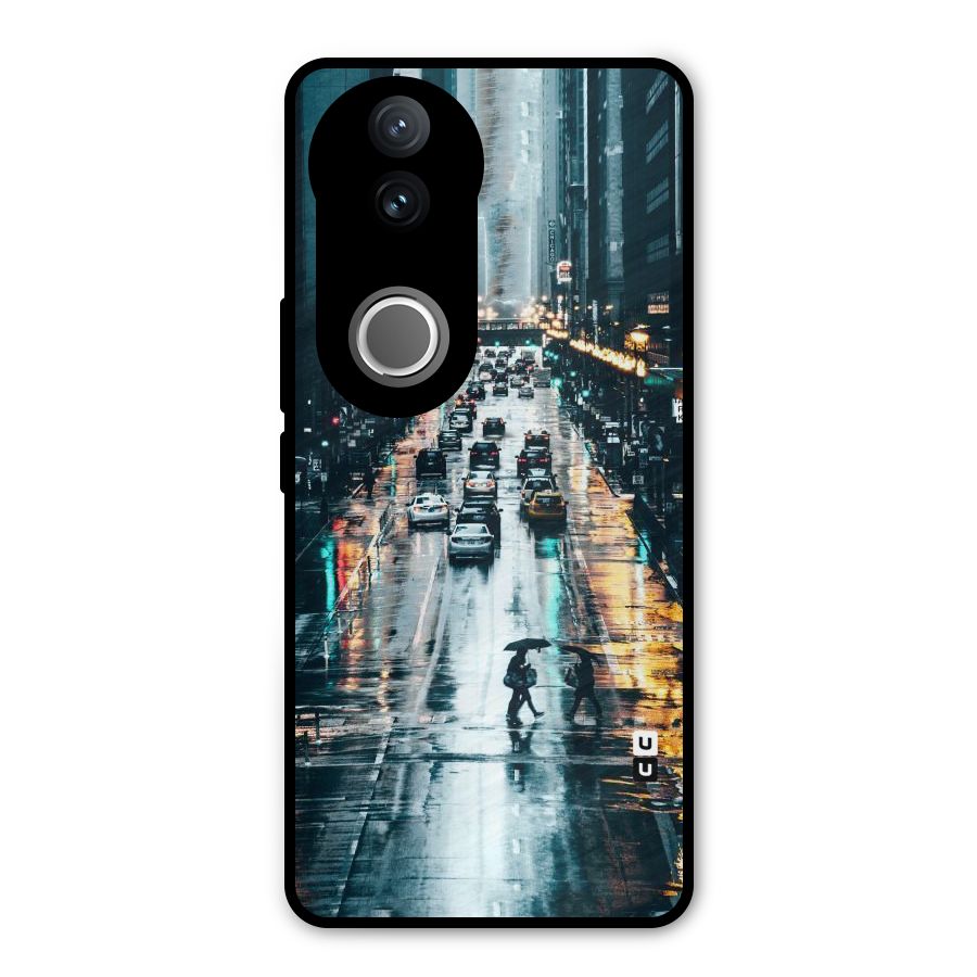 NY Streets Rainy Metal Back Case for Vivo V50e