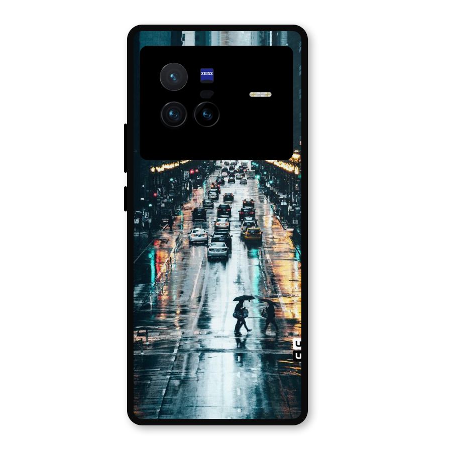 NY Streets Rainy Metal Back Case for Vivo X80