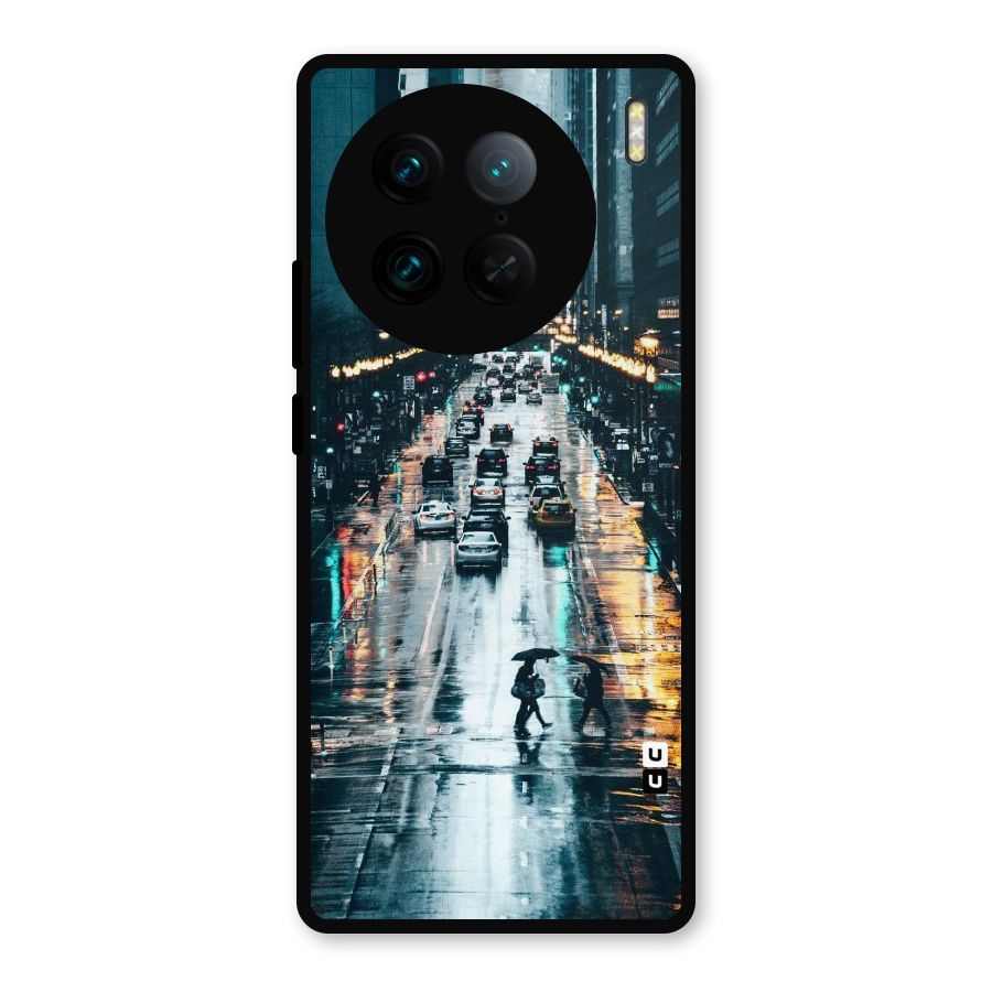 NY Streets Rainy Metal Back Case for Vivo X90 Pro