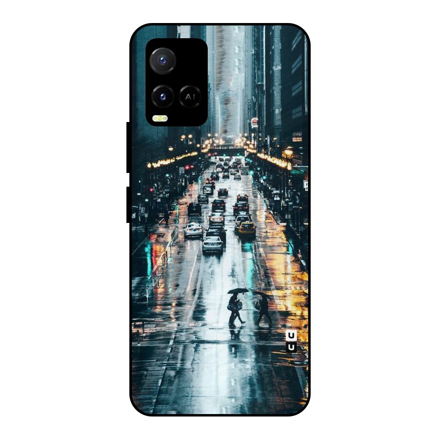 NY Streets Rainy Metal Back Case for Vivo Y21A
