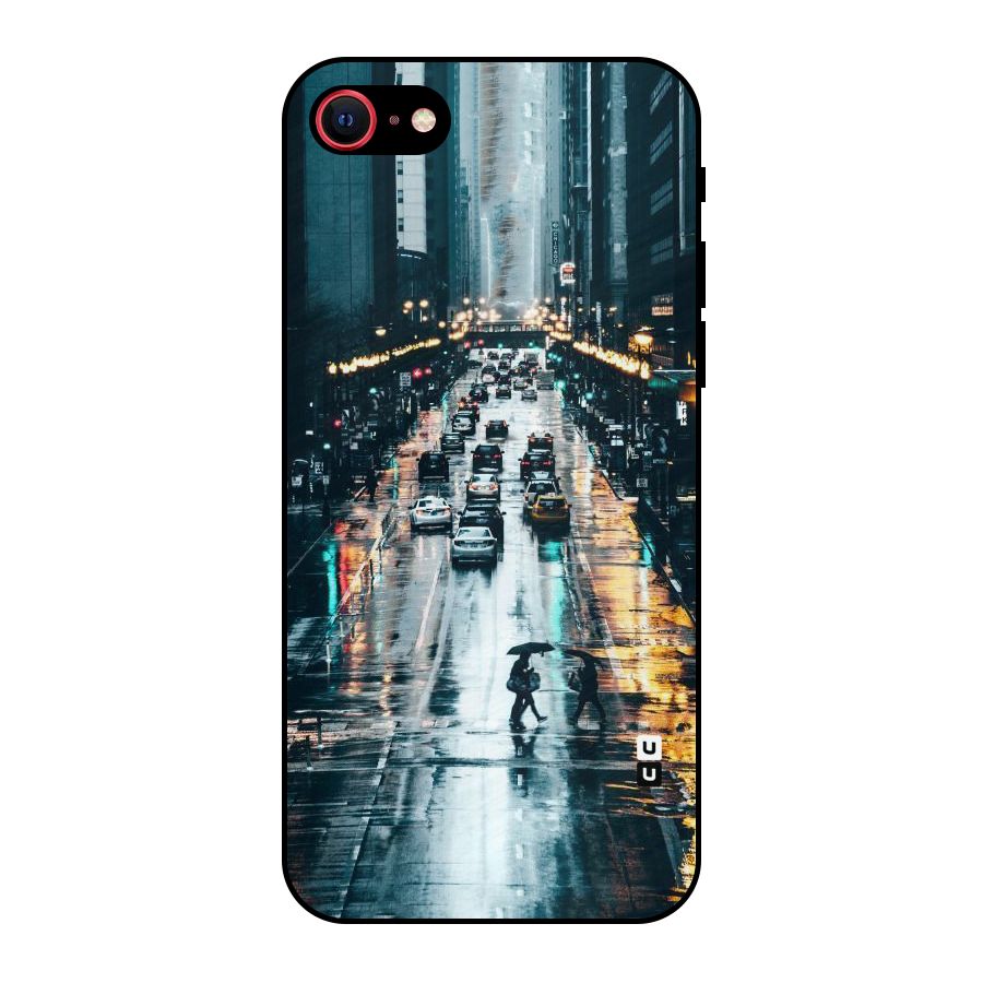 NY Streets Rainy Metal Back Case for iPhone SE 2022