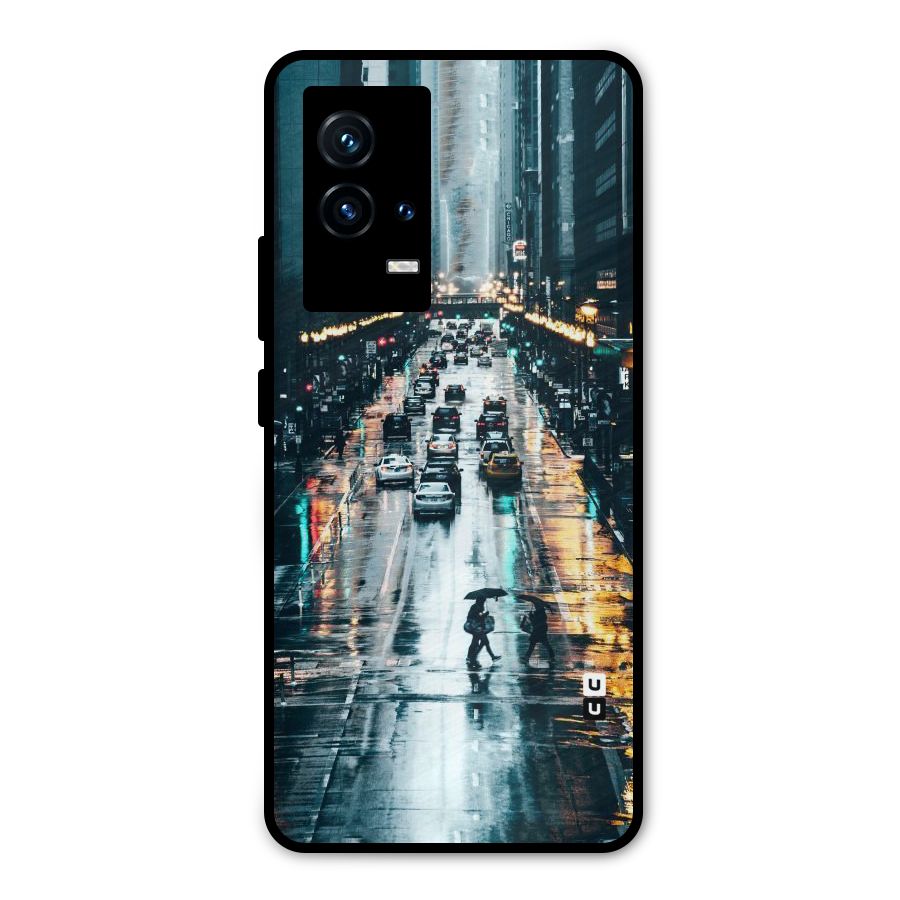 NY Streets Rainy Metal Back Case for iQOO 9 5G
