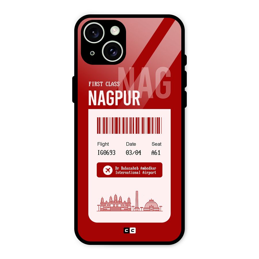 Nagpur Boarding Pass Glass Back Case for iPhone 15 Plus