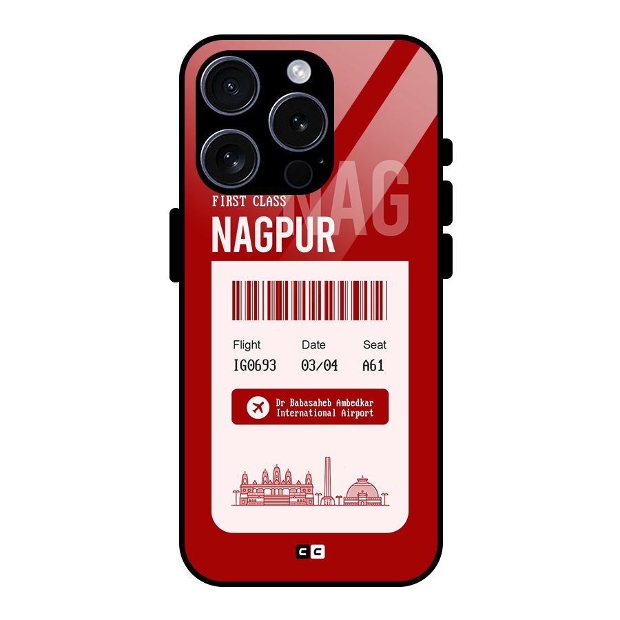 Nagpur Boarding Pass Glass Back Case for iPhone 15 Pro