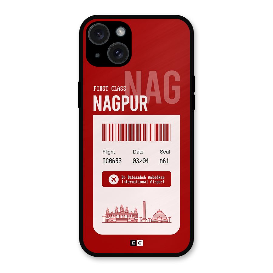 Nagpur Boarding Pass Metal Back Case for iPhone 15 Plus
