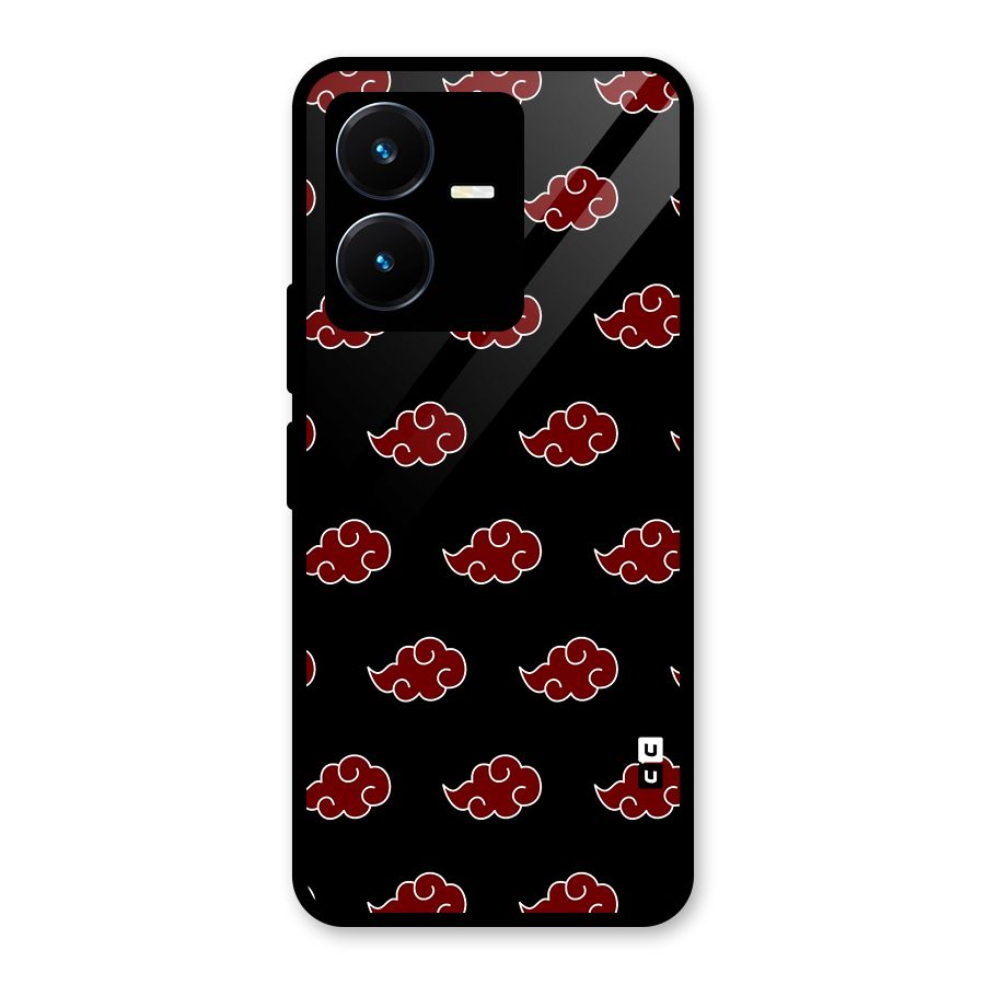 Naruto Akatsuki Pattern Glass Back Case for Vivo Y22s