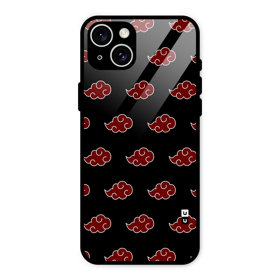 Naruto Akatsuki Pattern Glass Back Case for iPhone 15 Plus