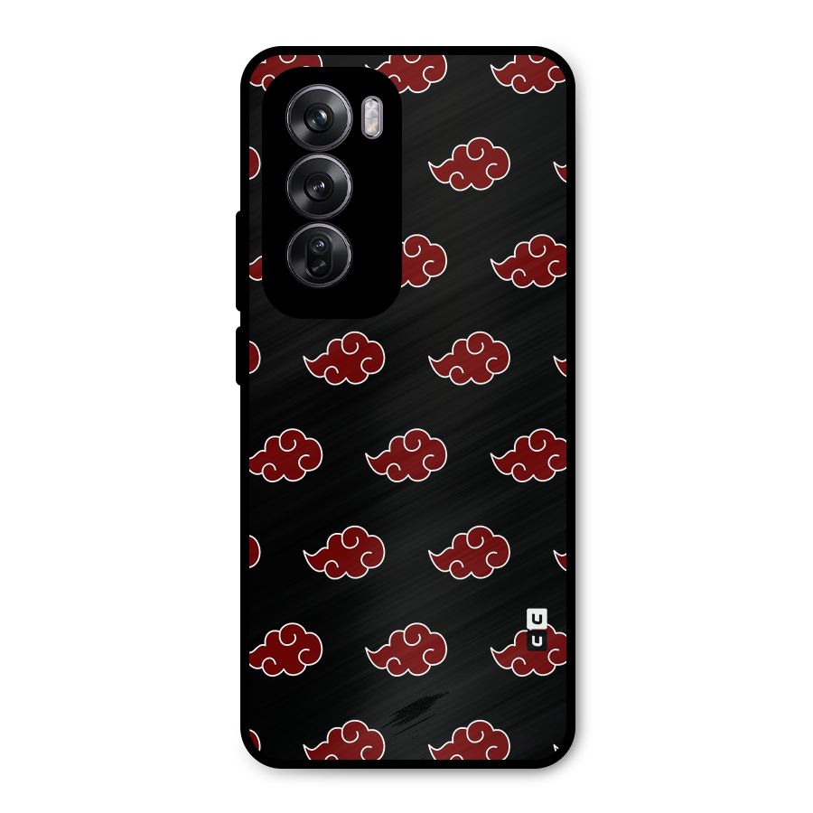 Naruto Akatsuki Pattern Metal Back Case for Oppo Reno12 Pro