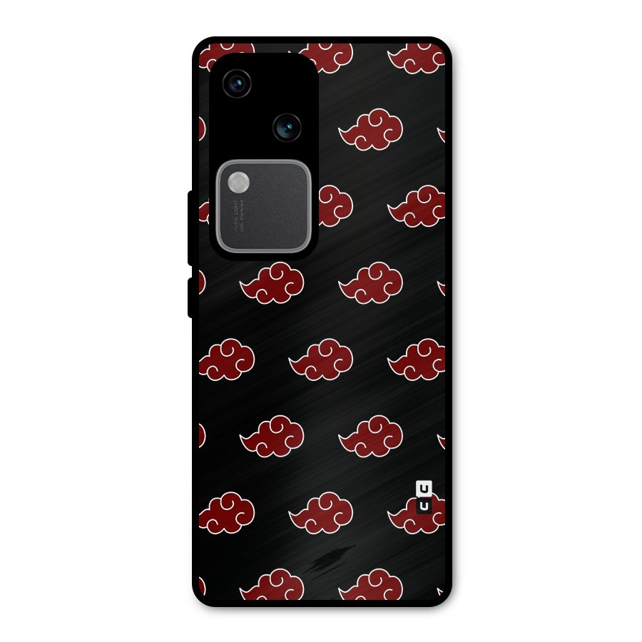 Naruto Akatsuki Pattern Metal Back Case for Vivo V30 Pro