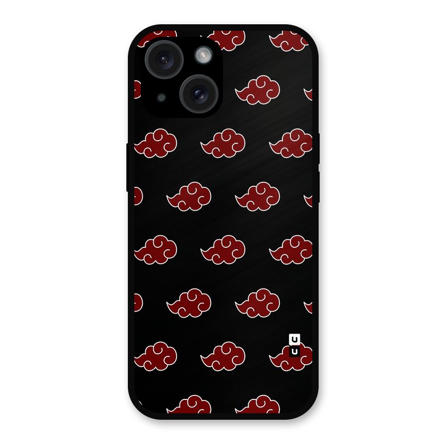 Naruto Akatsuki Pattern Metal Back Case for iPhone 15