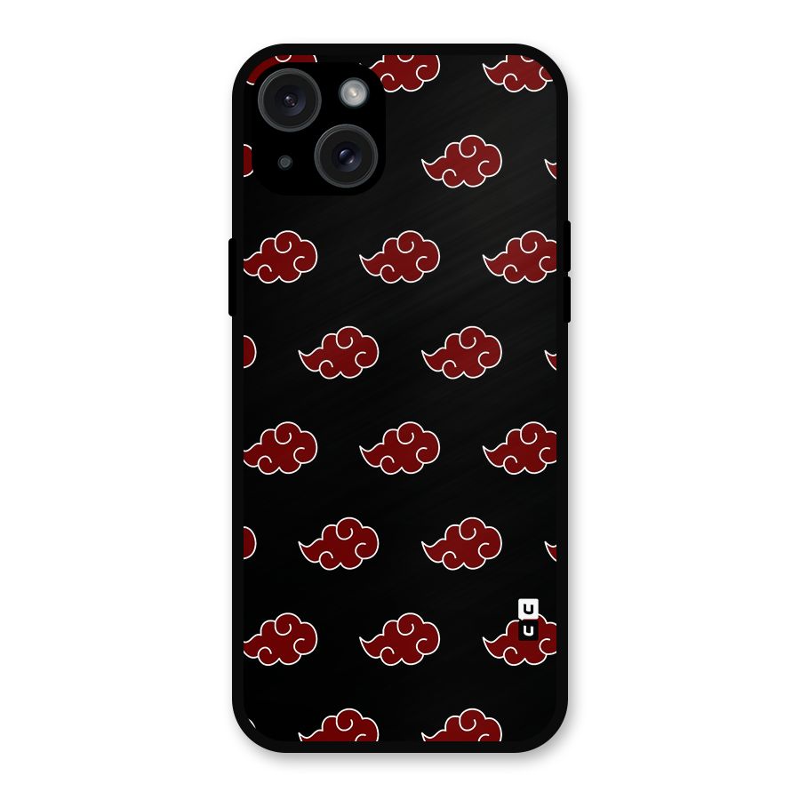 Naruto Akatsuki Pattern Metal Back Case for iPhone 15 Plus