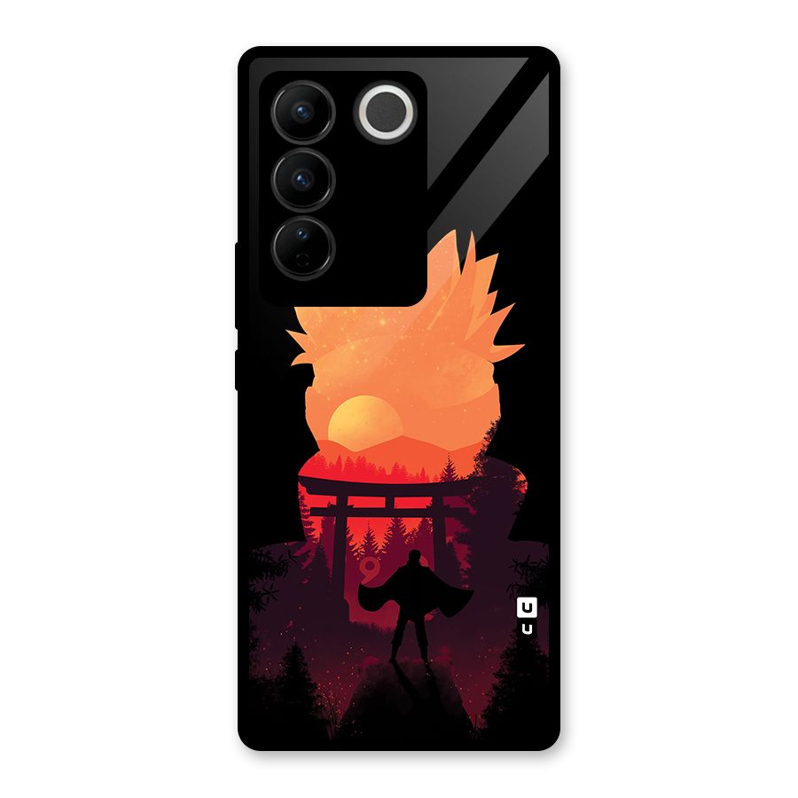 Naruto Anime Sunset Art Glass Back Case for Vivo V27 Pro