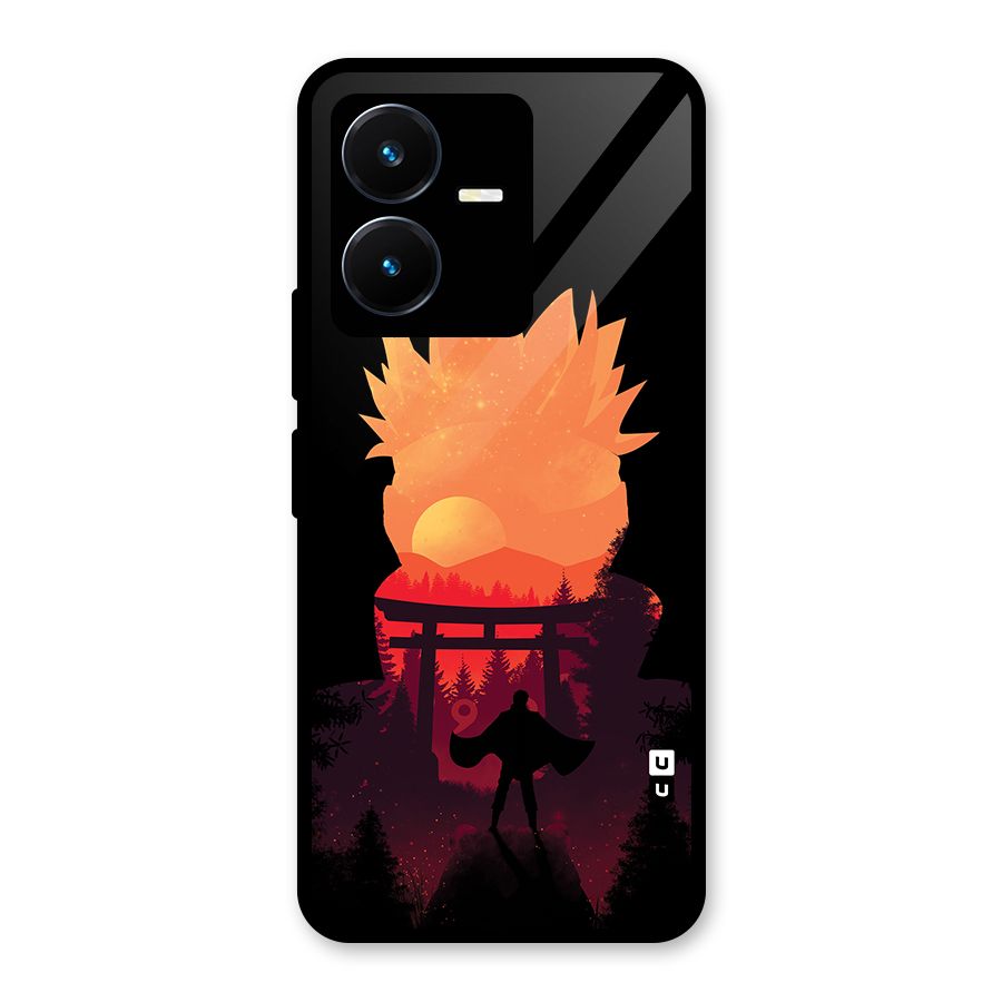 Naruto Anime Sunset Art Glass Back Case for Vivo Y22s