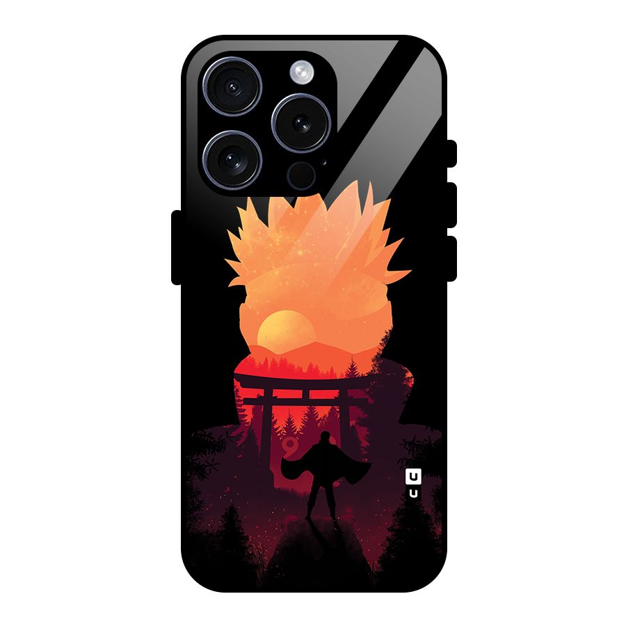 Naruto Anime Sunset Art Glass Back Case for iPhone 15 Pro