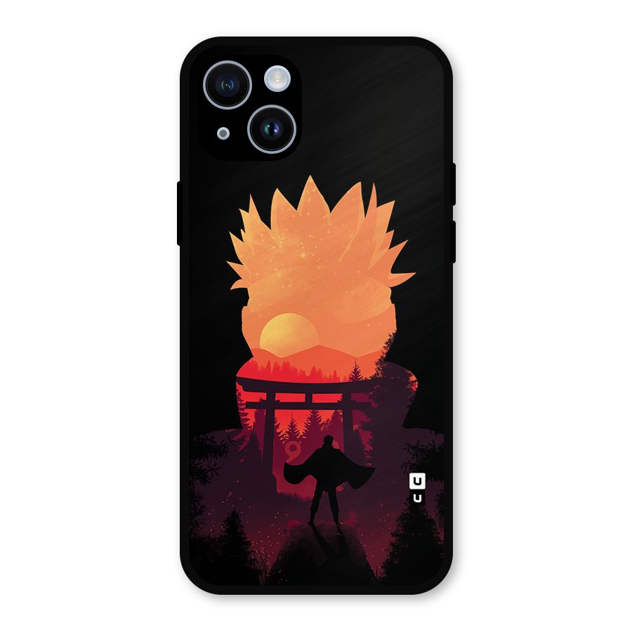 Naruto Anime Sunset Art Metal Back Case for iPhone 14