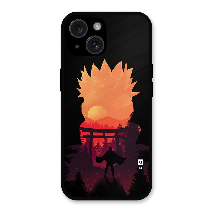 Naruto Anime Sunset Art Metal Back Case for iPhone 15