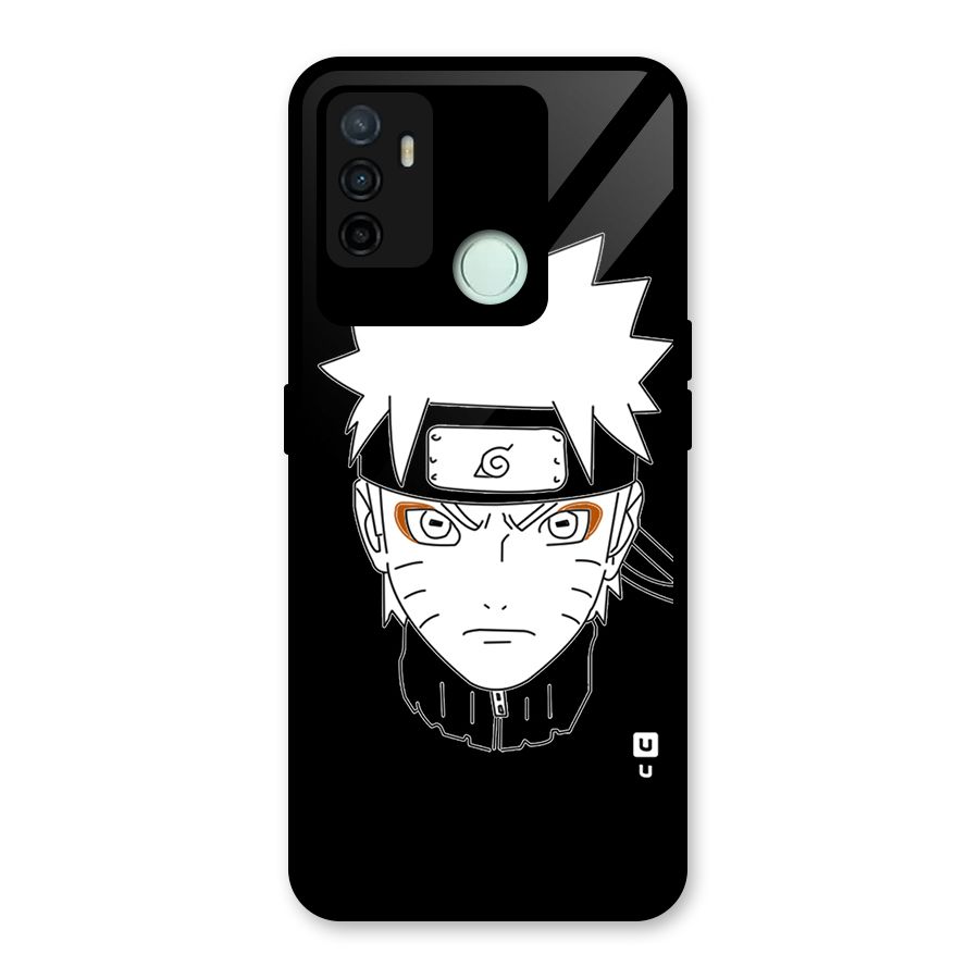 Naruto Black and White Art Glass Back Case for Oppo A53