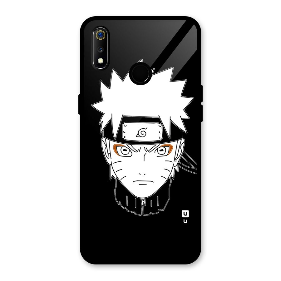 Naruto Black and White Art Glass Back Case for Realme 3i