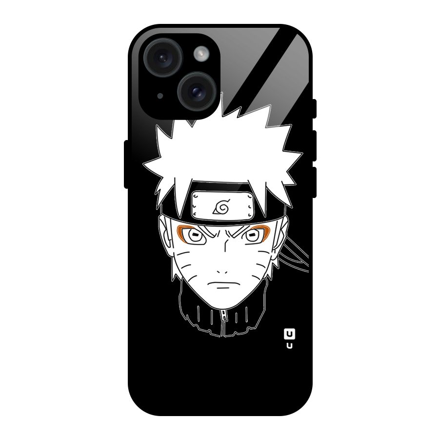 Naruto Black and White Art Glass Back Case for iPhone 15