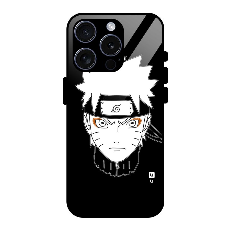 Naruto Black and White Art Glass Back Case for iPhone 15 Pro