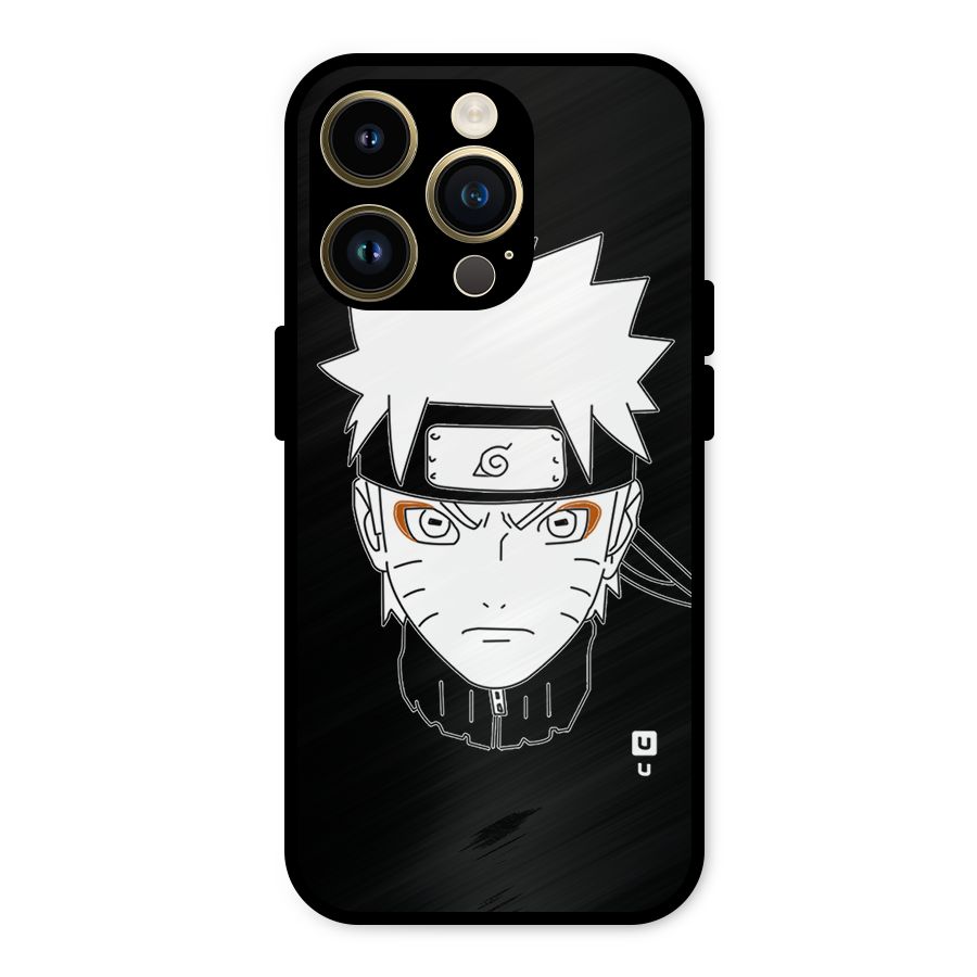 Naruto Black and White Art Metal Back Case for iPhone 14 Pro