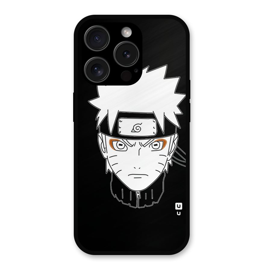 Naruto Black and White Art Metal Back Case for iPhone 15 Pro