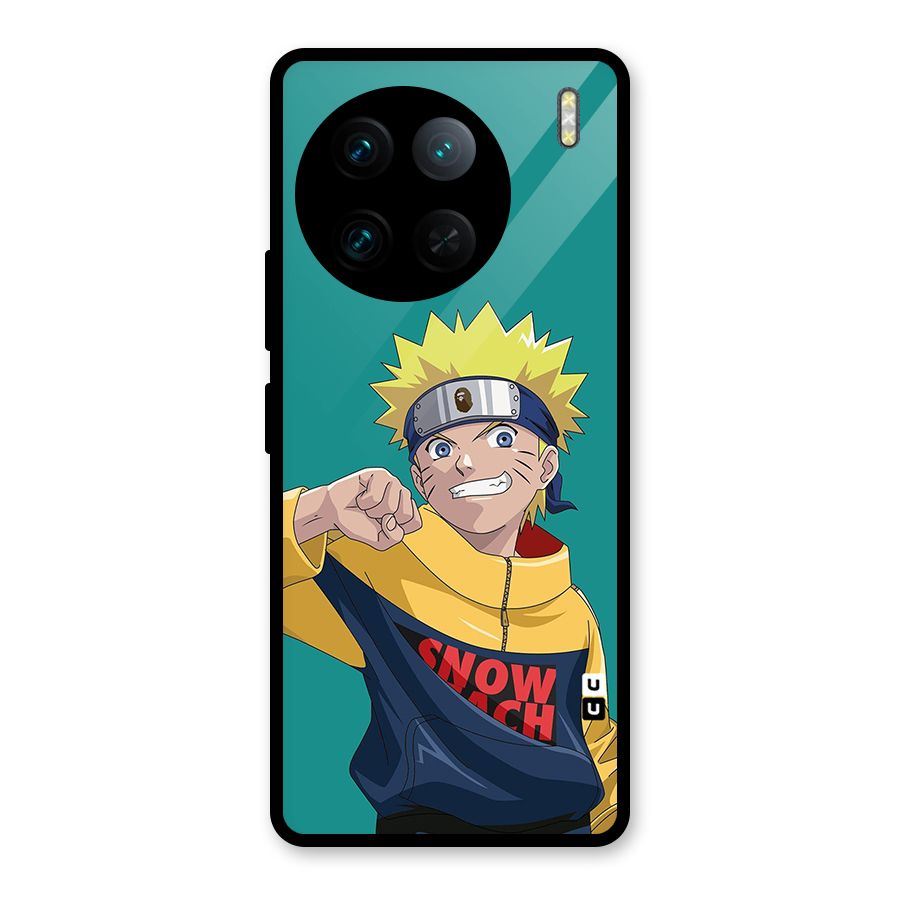 Naruto Snow Beach Art Glass Back Case for Vivo X90 Pro