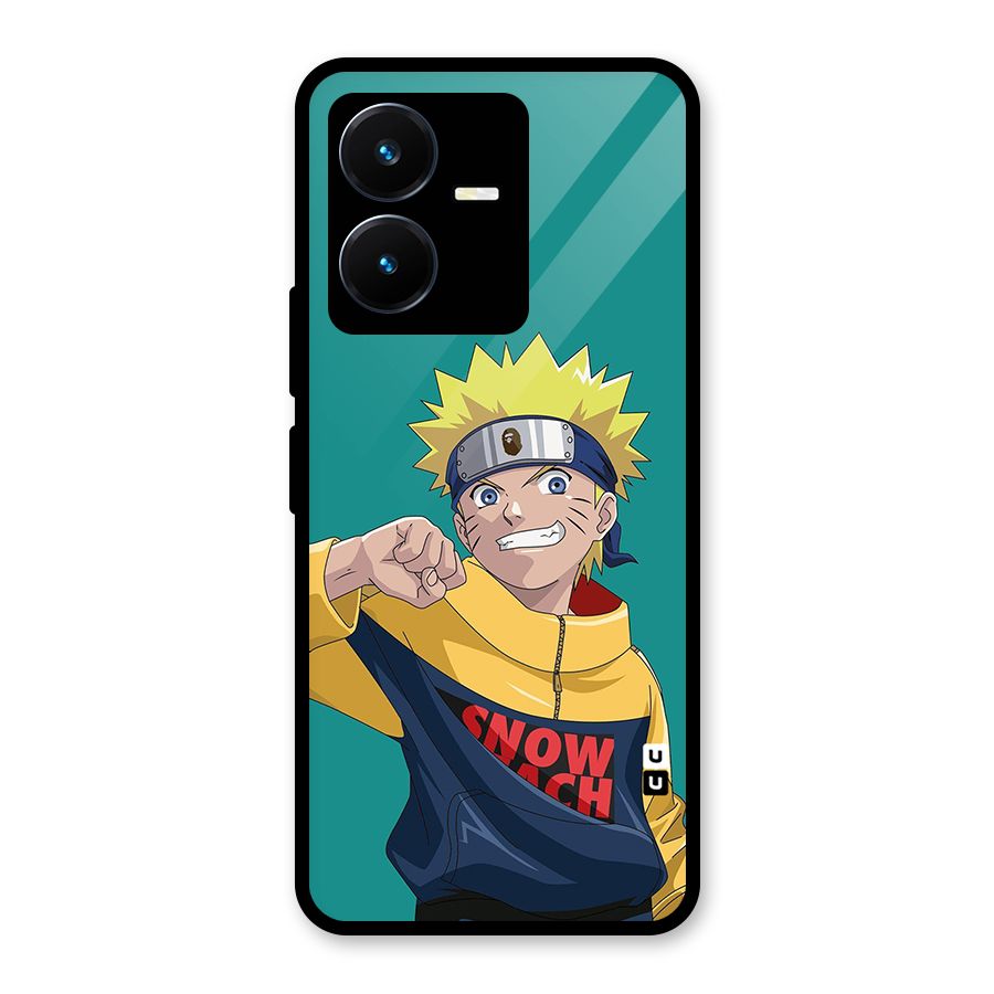 Naruto Snow Beach Art Glass Back Case for Vivo Y22s