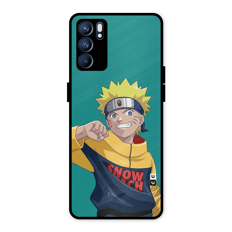 Naruto Snow Beach Art Metal Back Case for Oppo Reno6 5G