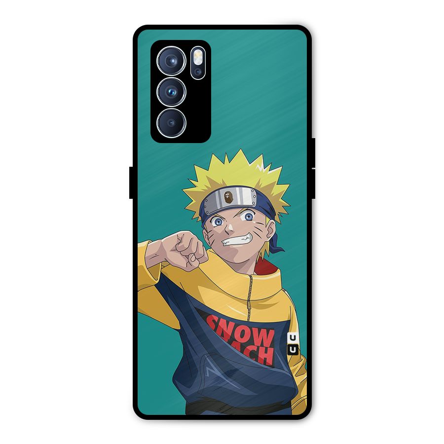 Naruto Snow Beach Art Metal Back Case for Oppo Reno6 Pro 5G