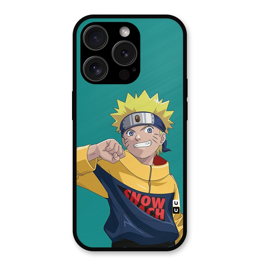 Naruto Snow Beach Art Metal Back Case for iPhone 15 Pro