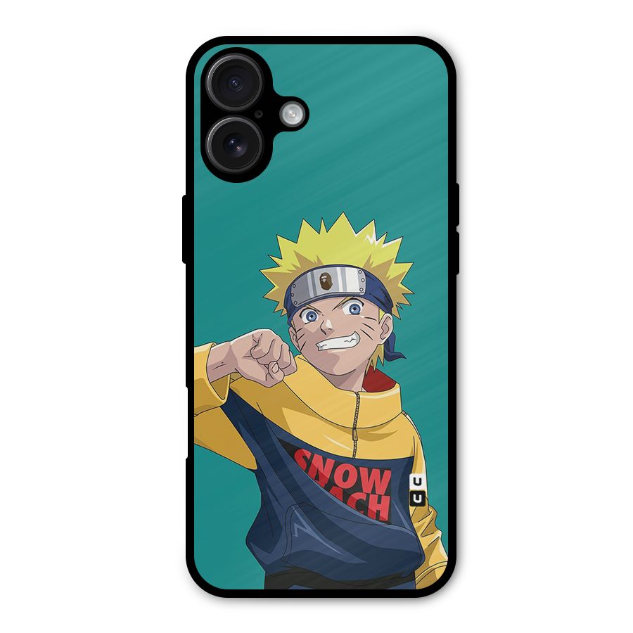 Naruto Snow Beach Art Metal Back Case for iPhone 16 Plus