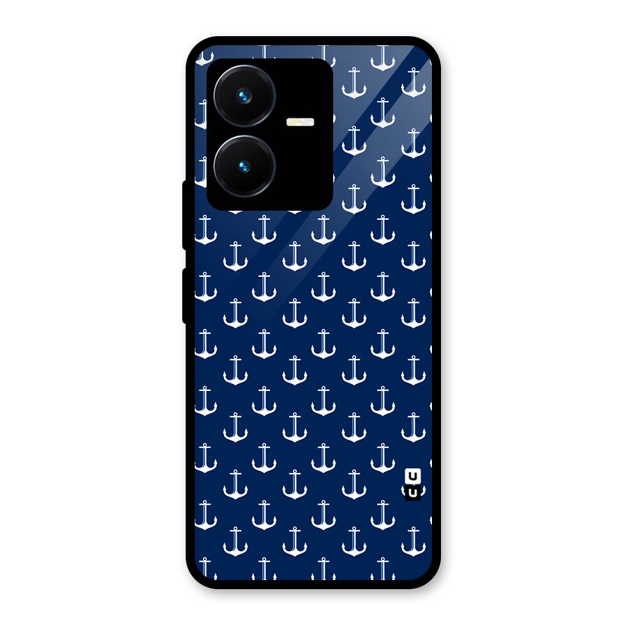 Nautical Pattern Glass Back Case for Vivo Y22s