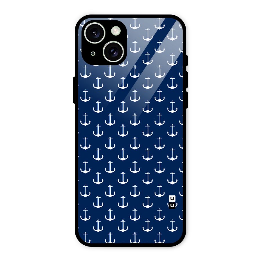 Nautical Pattern Glass Back Case for iPhone 15 Plus