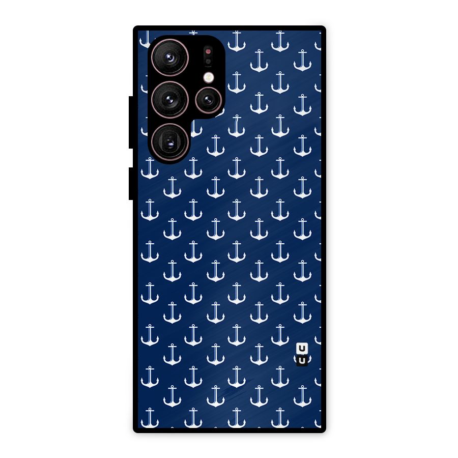 Nautical Pattern Metal Back Case for Galaxy S22 Ultra 5G