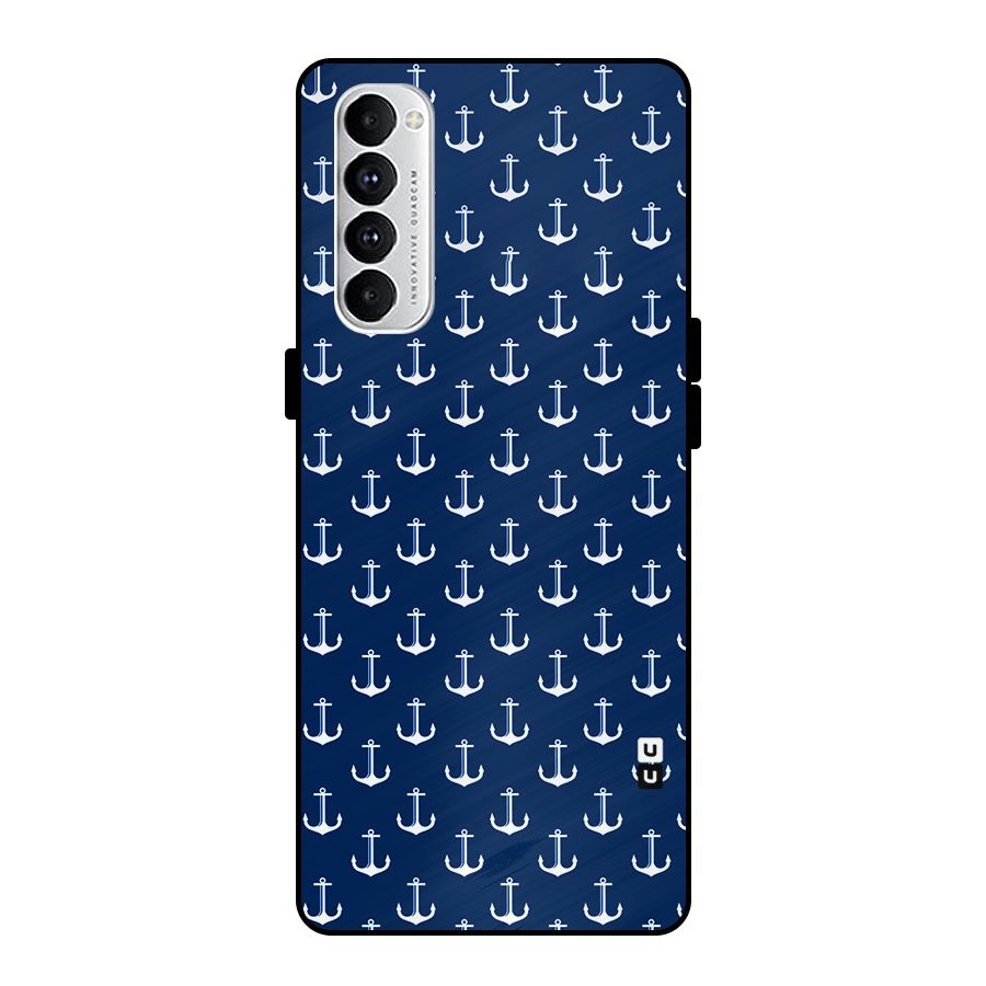 Nautical Pattern Metal Back Case for Oppo Reno4 Pro
