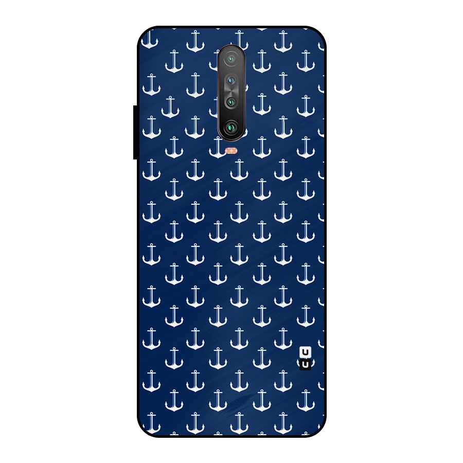 Nautical Pattern Metal Back Case for Poco X2