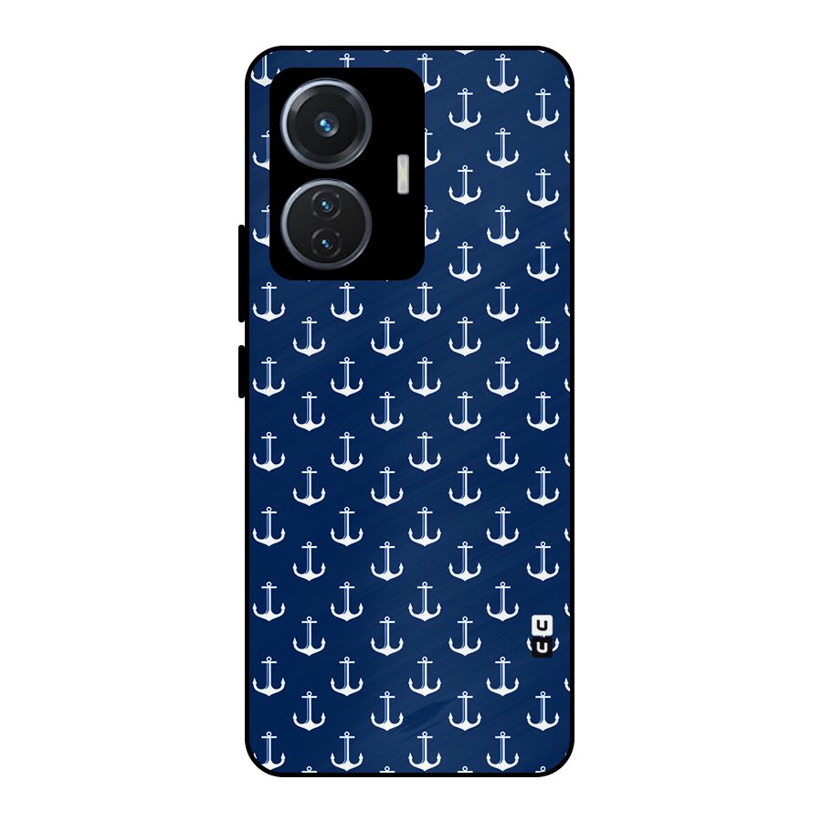 Nautical Pattern Metal Back Case for Vivo T1 44W