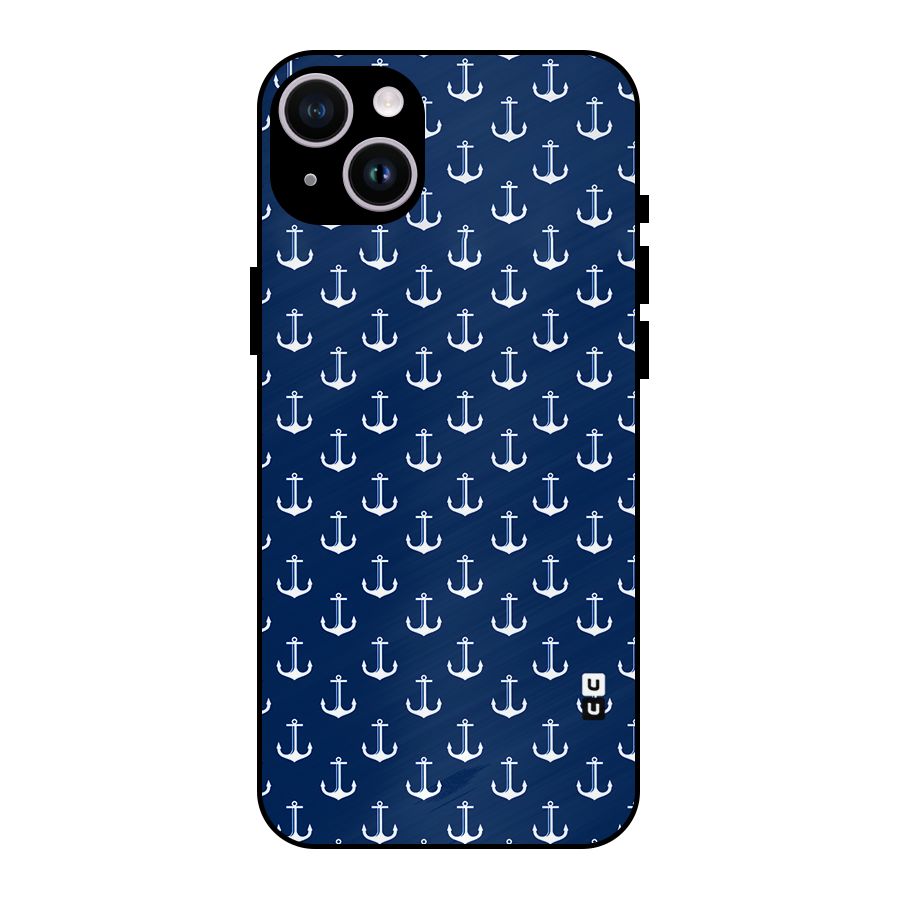 Nautical Pattern Metal Back Case for iPhone 14 Plus
