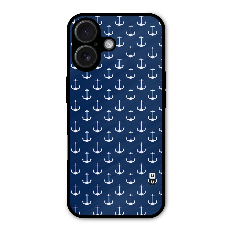 Nautical Pattern Metal Back Case for iPhone 16