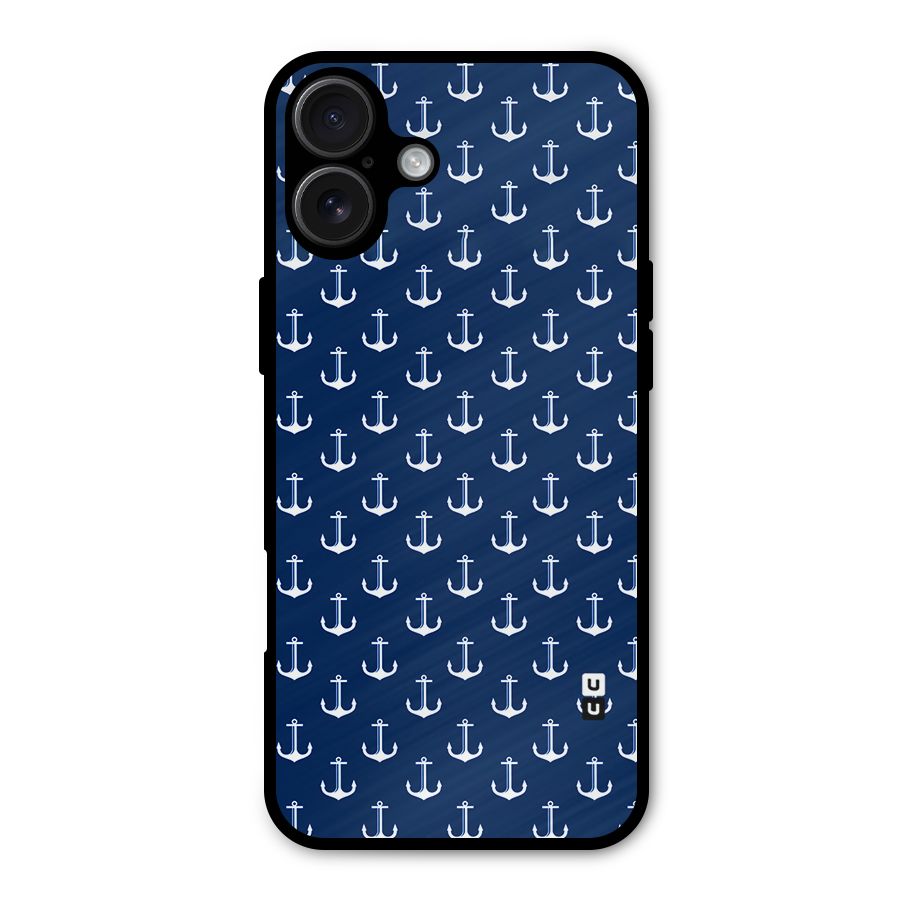 Nautical Pattern Metal Back Case for iPhone 16 Plus