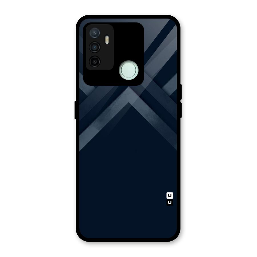 Navy Blue Arrow Glass Back Case for Oppo A53