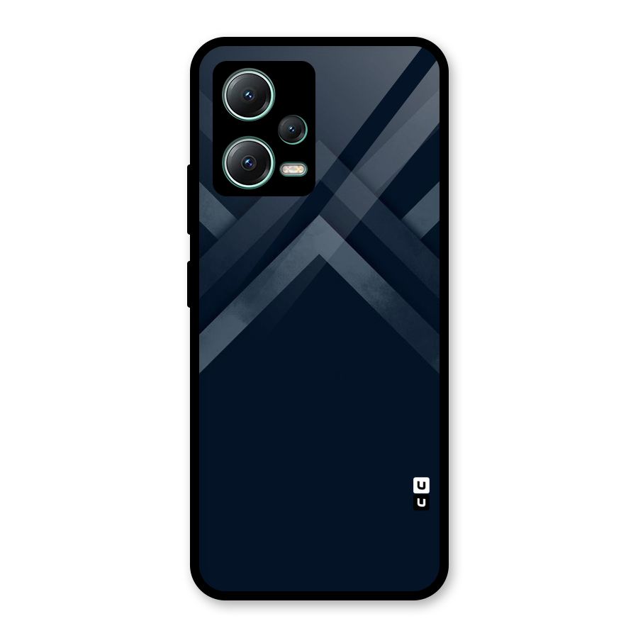 Navy Blue Arrow Glass Back Case for Poco X5