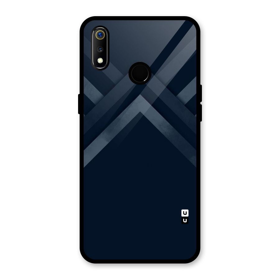 Navy Blue Arrow Glass Back Case for Realme 3i