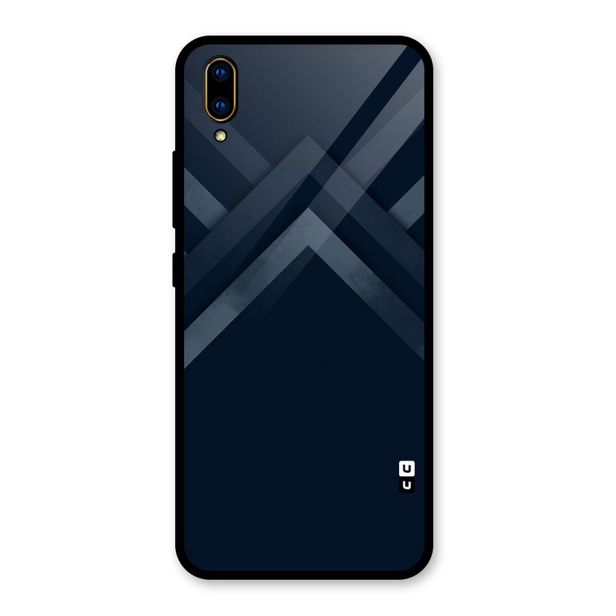 Navy Blue Arrow Glass Back Case for Vivo V11 Pro