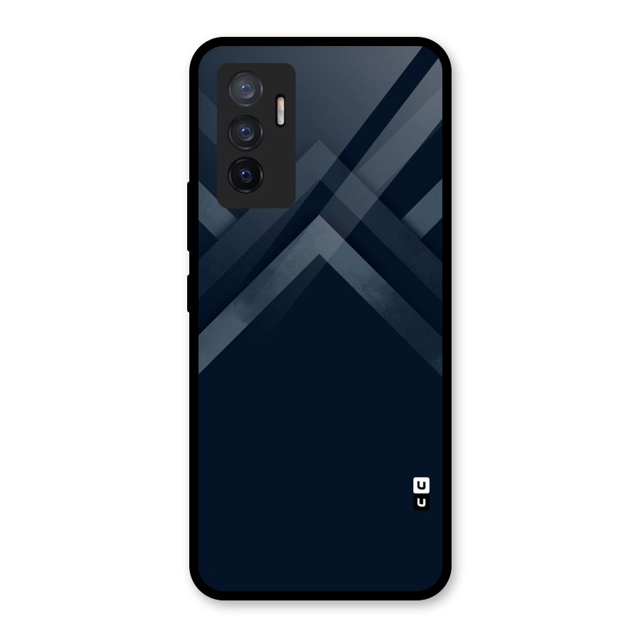 Navy Blue Arrow Glass Back Case for Vivo V23e